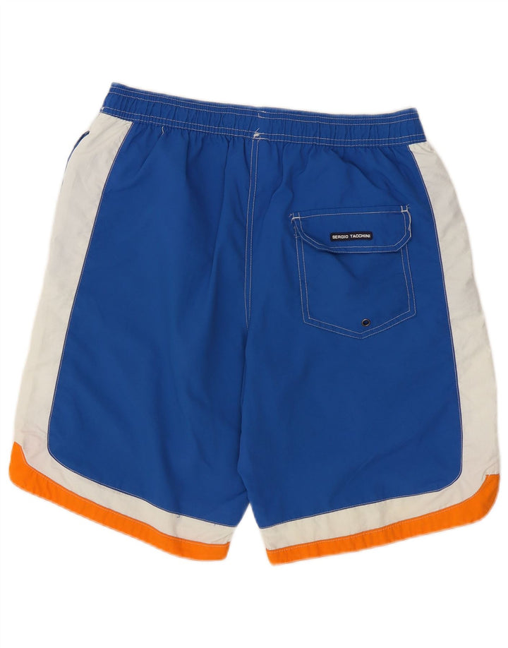 Sergio Tacchini Herren-Badeshorts aus mittelblauem Colourblock-Polyamid