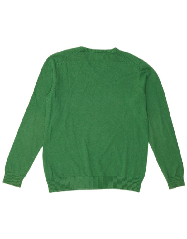 Zara Jungen-Pullover mit V-Ausschnitt, 11–12 Jahre, grüne Baumwolle