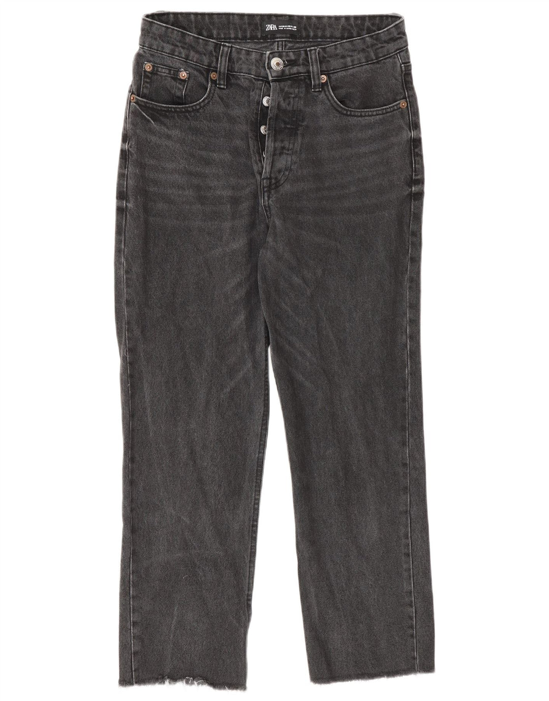 Zara Damen Straight Jeans EU 38 Small W28 L25 Graue Baumwolle
