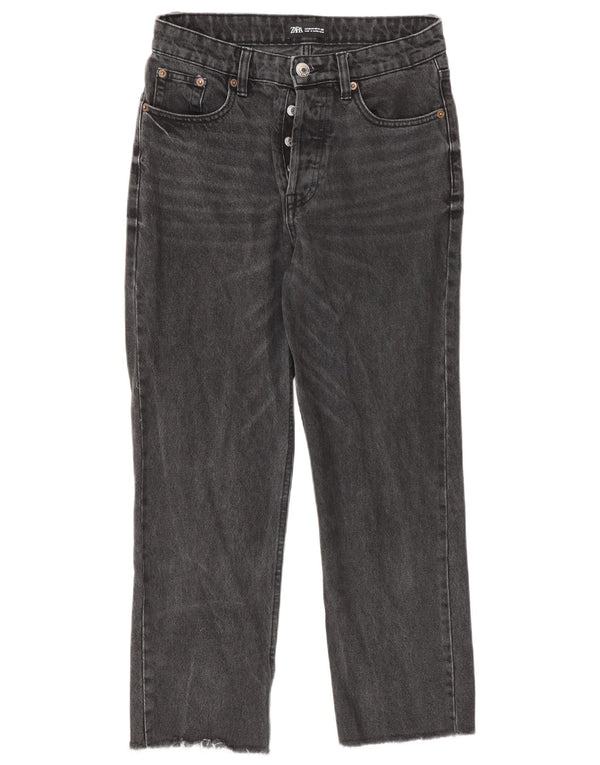Zara Damen Straight Jeans EU 38 Small W28 L25 Graue Baumwolle
