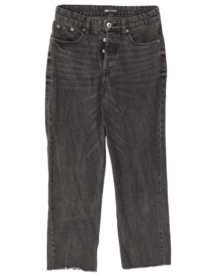 Zara Damen Straight Jeans EU 38 Small W28 L25 Graue Baumwolle