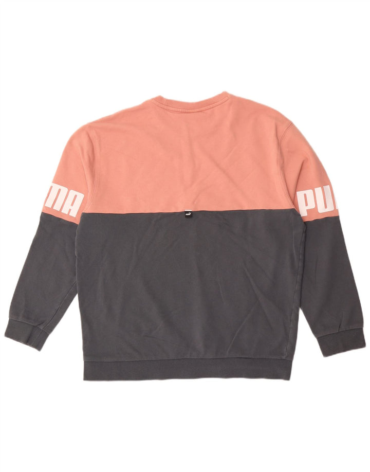 Puma Womens Graphic Sweatshirt Pullover UK 16 Large Pink Colourblock