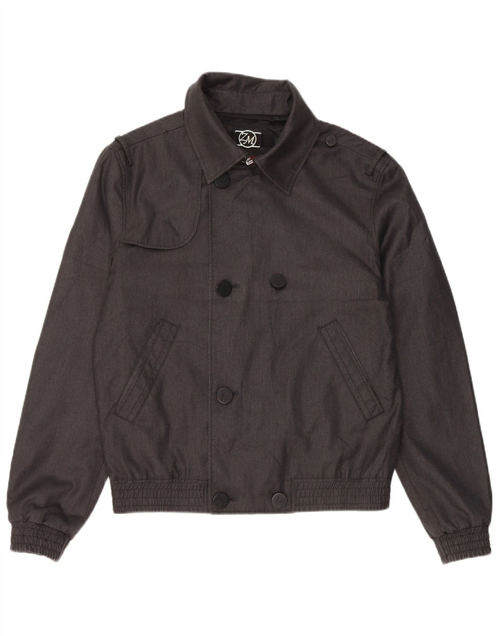 Zweireihige Bomberjacke für Herren von Zara, UK 38, mittelgraues Polyester
