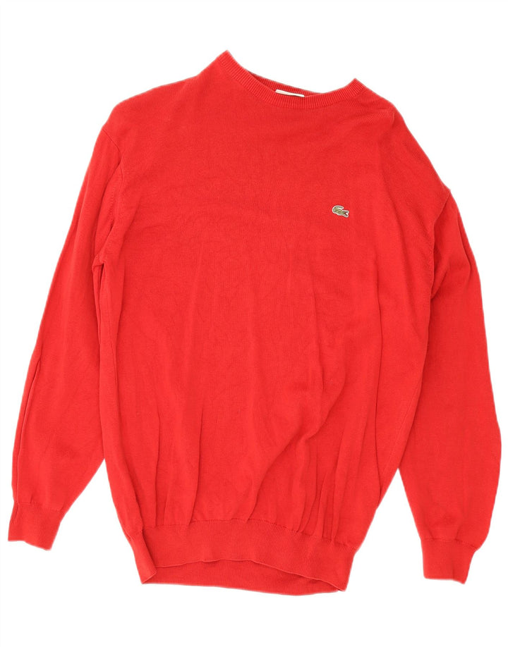 Lacoste Herren-Pullover mit Rundhalsausschnitt, Größe 4, mittelrote Baumwolle