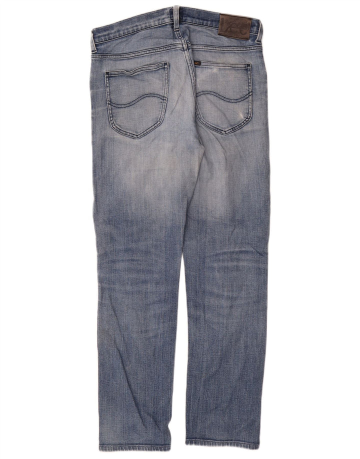 Lee Herren Distressed Straight Jeans W30 L31 Blaue Baumwolle