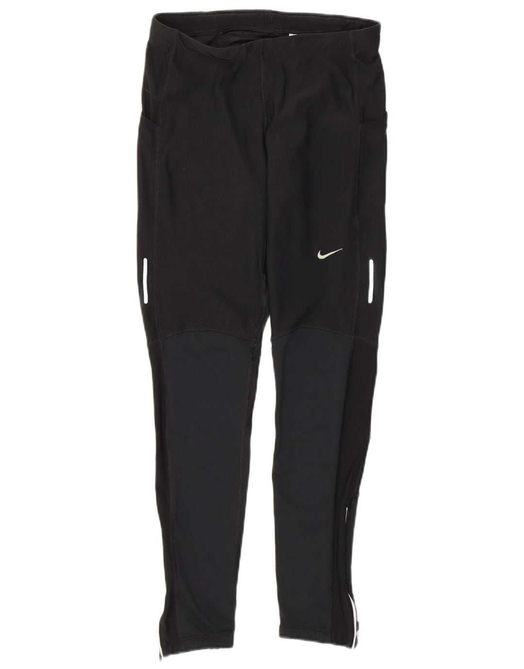 Nike Damen Dri Fit Leggings UK 12 Mittelschwarzes Colourblock-Polyester
