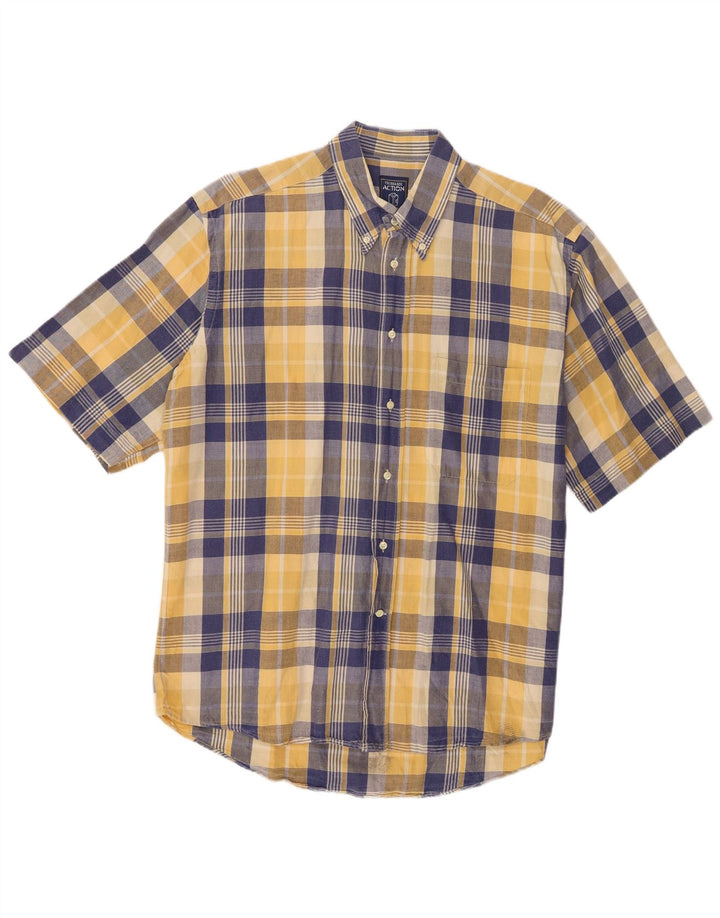 Trussardi Herren-Kurzarmhemd, groß, blau kariert