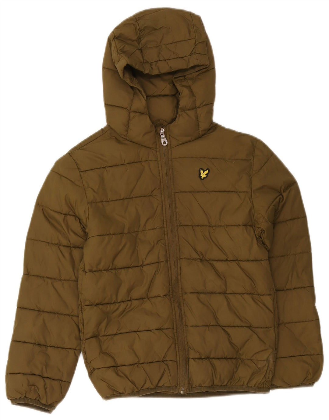 Lyle & Scott Wattierte Jungenjacke mit Kapuze, 7–8 Jahre, Khaki, Polyamid