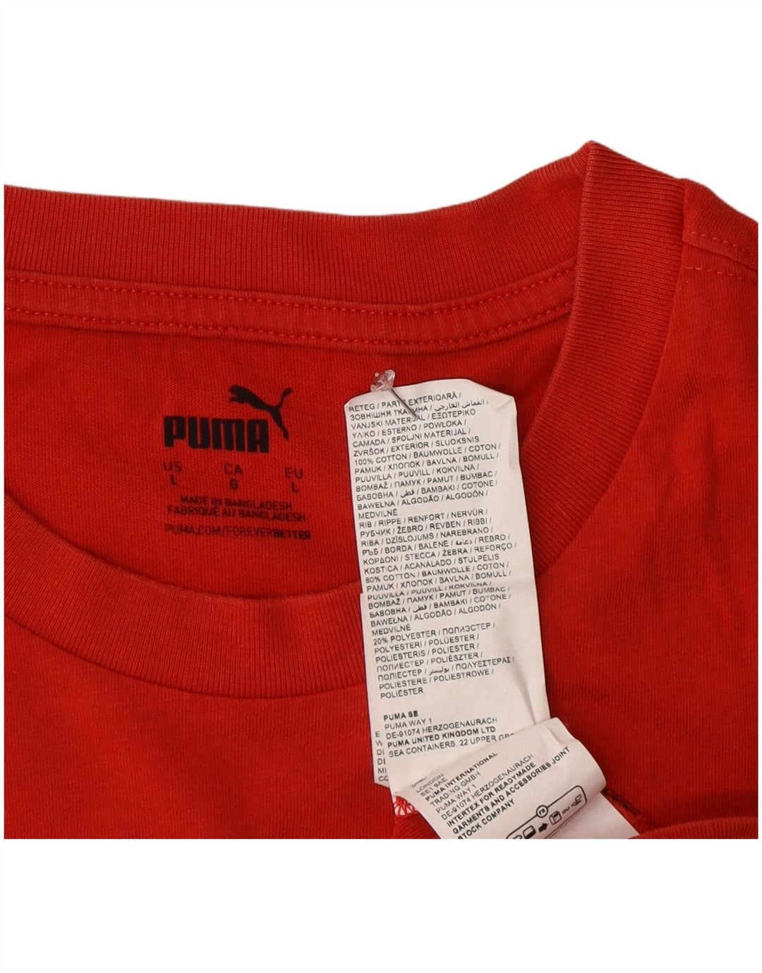 Puma Herren Grafik T-Shirt Top Große rote Baumwolle
