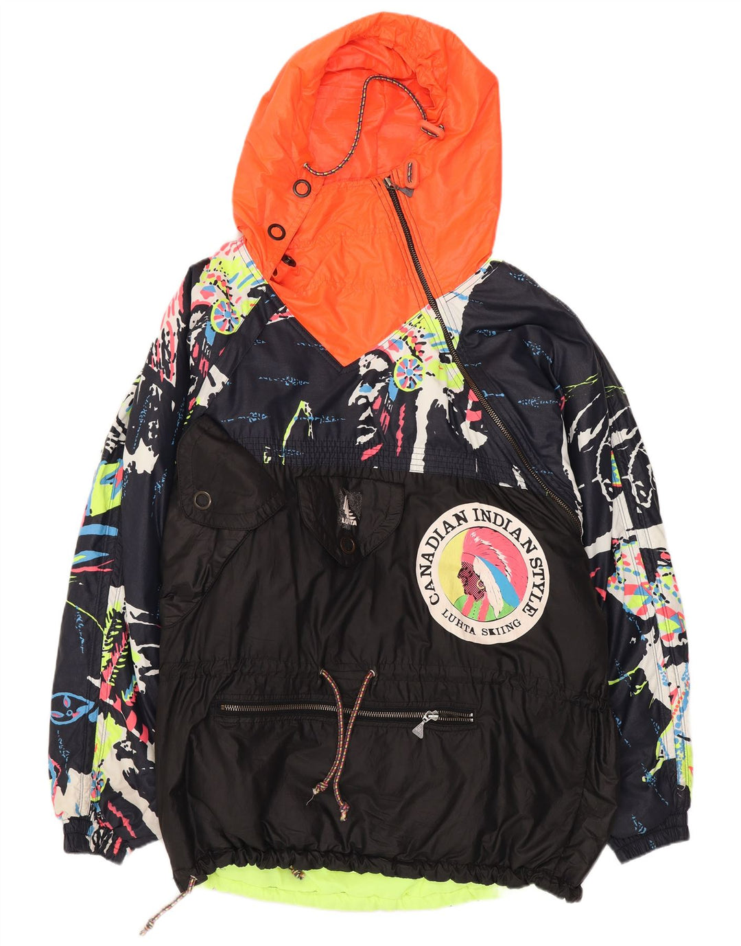 Luhta Damen Übergroße Pullover-Regenjacke UK 18 XL Schwarz Farbblock