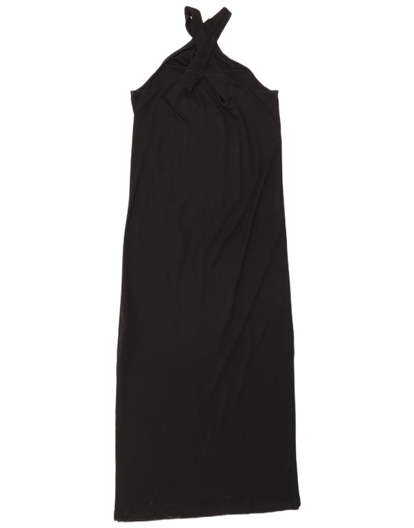 Massimo Dutti Damen Ärmelloses Maxikleid UK 10 Small Schwarz Lyocell