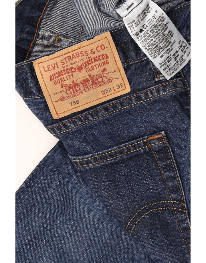 Levi's Herren 758 Distressed Straight Jeans W32 L32 Marineblaue Baumwolle