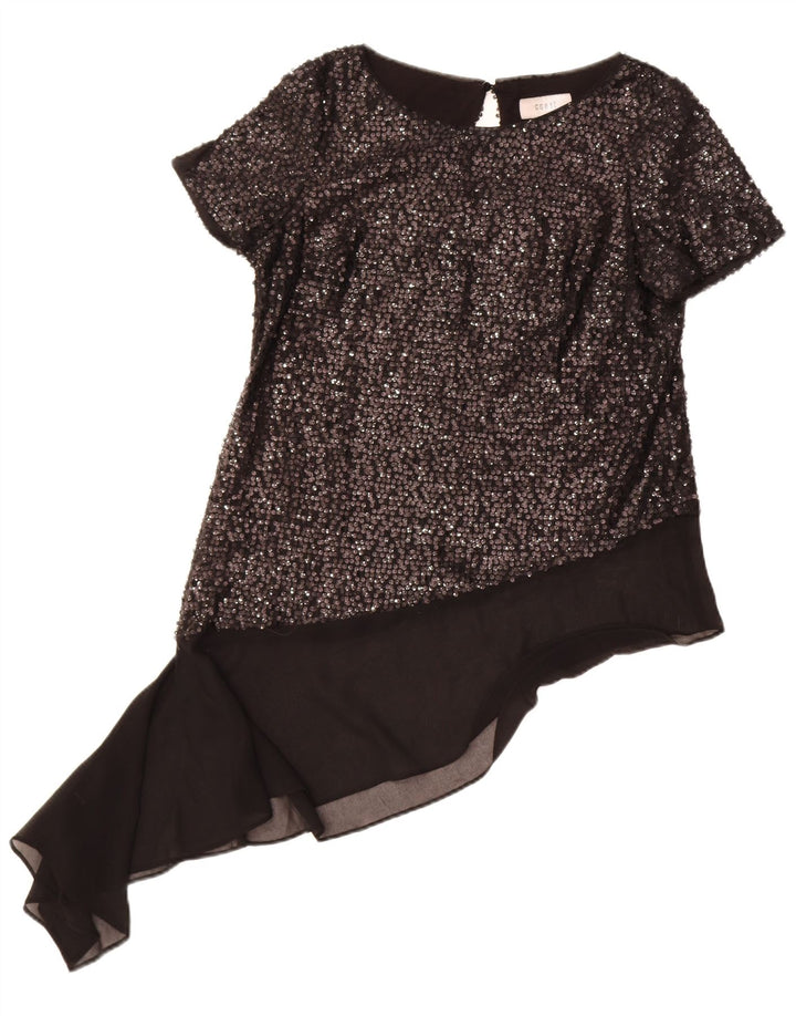 Coast Damen Asymmetrisches Blusenoberteil UK 12 Medium Schwarz