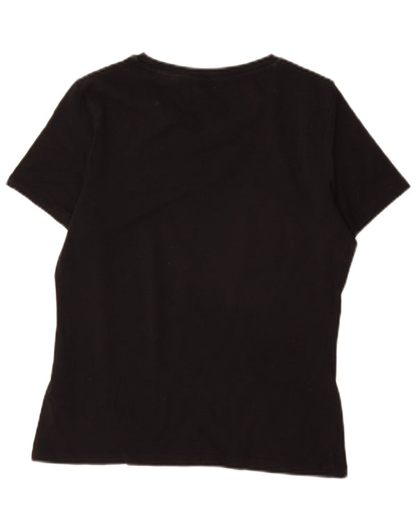 Gant Damen T-Shirt Top UK 10 Small Schwarz Baumwolle