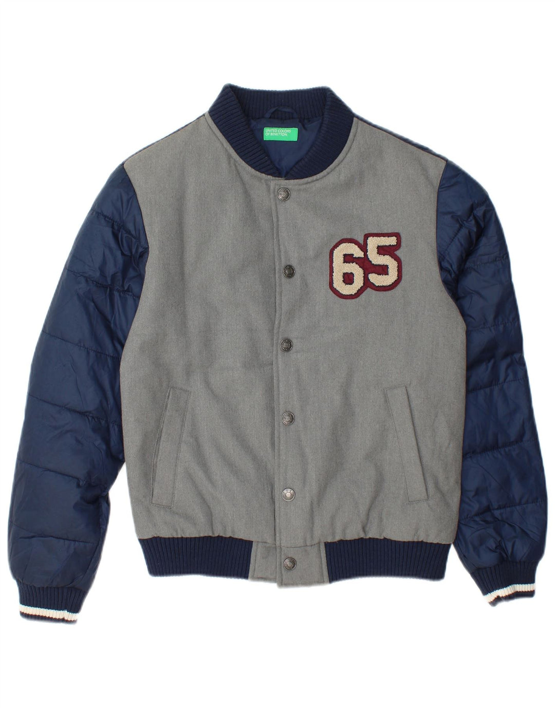 Benetton Jungen-Unijacke mit Grafik, 13–14 Jahre, 3XL, graues Polyester