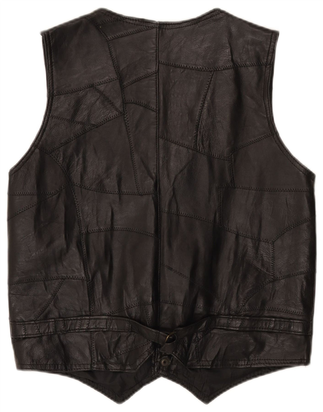 Vintage Herren Lederweste XL Schwarz Patchwork