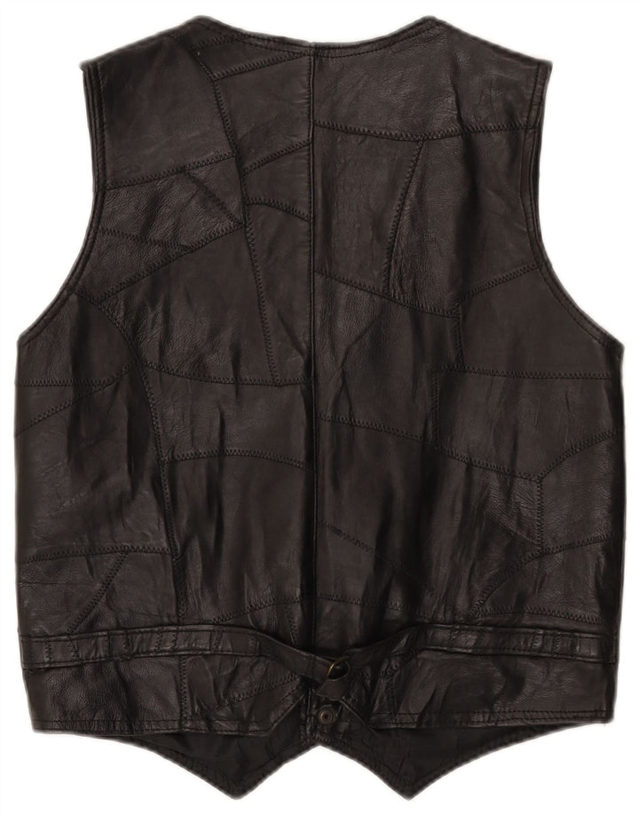 Vintage Herren Lederweste XL Schwarz Patchwork