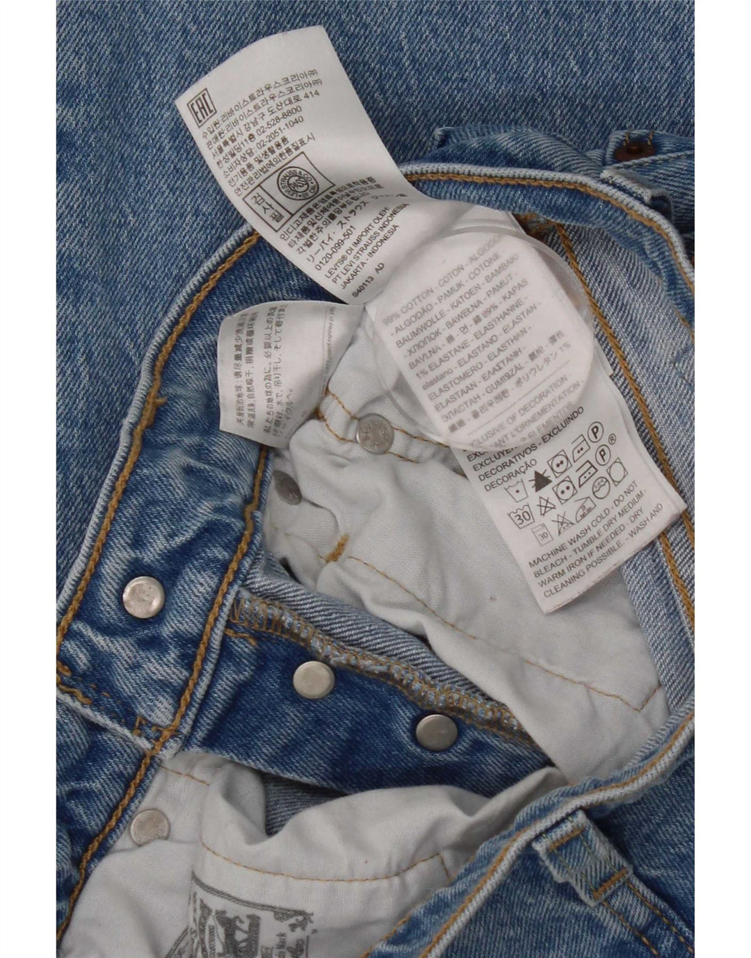 Levi's Damen 501 Straight Jeans W26 L28 Blaue Baumwolle