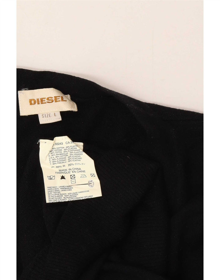 Diesel Herren-Strickjacke, groß, aus schwarzer Baumwolle