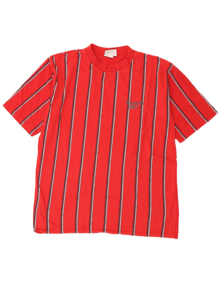 Reebok Herren T-Shirt Top Mittelrot gestreift aus Baumwolle