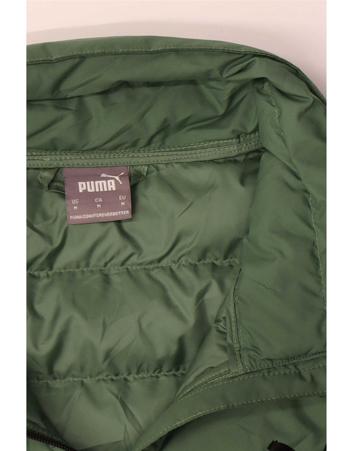 Puma Herren Wattierte Jacke UK 38 Mittelgrünes Colourblock-Polyester