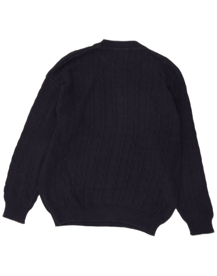 Benetton Herren-Pullover mit Rundhalsausschnitt, groß, marineblaue Baumwolle