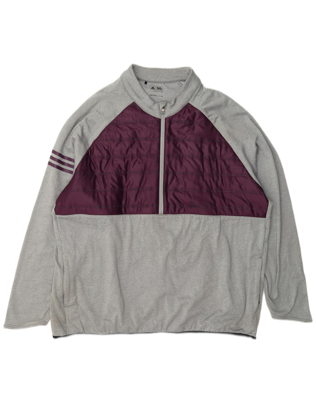 Adidas Herren-Pullover-Trainingsanzug mit Reißverschluss, 2XL, graues Colourblock-Polyester
