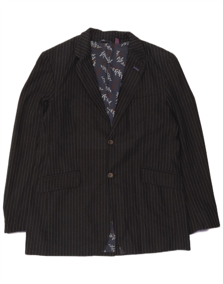 Ted Baker Herren-Blazer mit 2 Knöpfen, Größe 6 2XL, marineblaue Nadelstreifen-Baumwolle