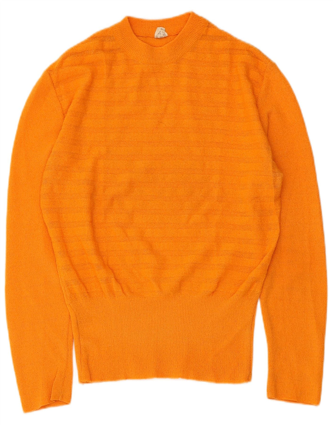Vintage Damen Pullover mit Rundhalsausschnitt IT 46 Groß Orange gestreift