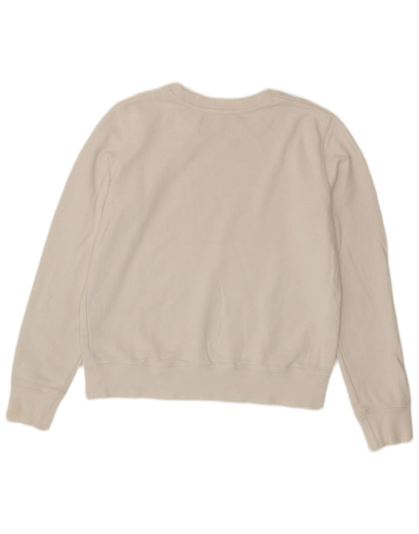Calvin Klein Jeans Damen Graphic Crop Sweatshirt Pullover UK 10 Small Weiß