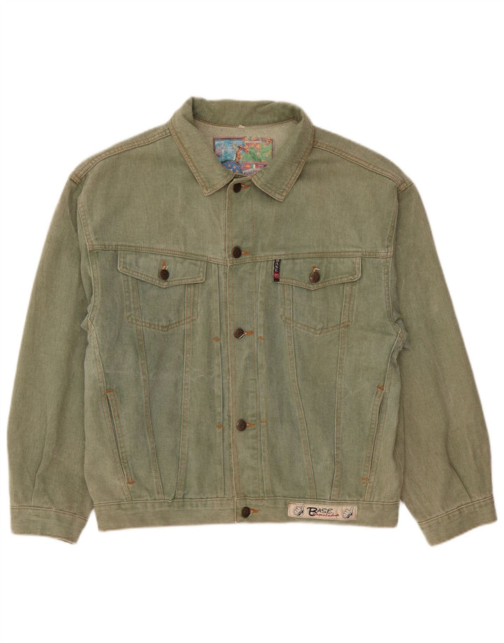 Base 92 Herren Jeansjacke UK 40 Große grüne Baumwolle