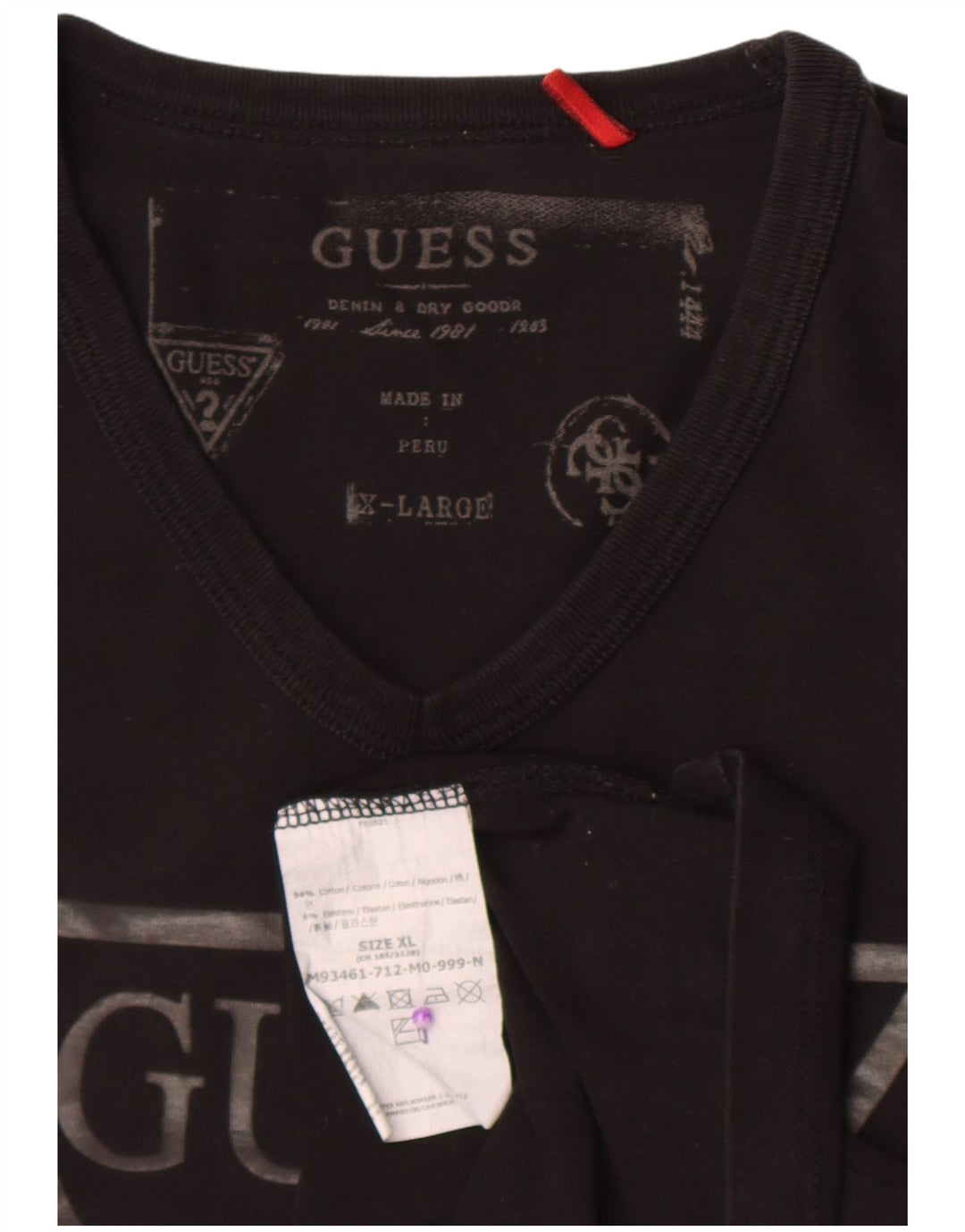Guess Herren Graphic Top Langarm XL Schwarz Baumwolle