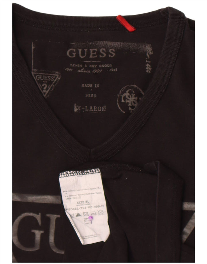 Guess Herren Graphic Top Langarm XL Schwarz Baumwolle