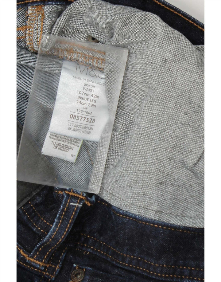 Marks & Spencer Herren Straight Jeans W42 L29 Marineblau Baumwolle