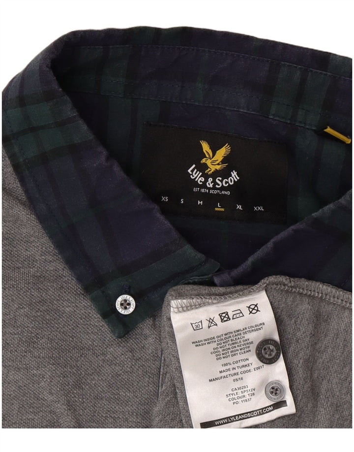 Lyle & Scott Herren Rugby-Poloshirt, große graue Baumwolle