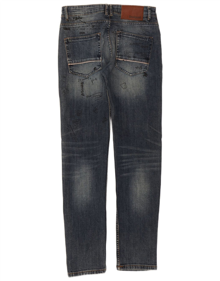 DESIGUAL Womens Graphic Slim Jeans W30 L31 Blue