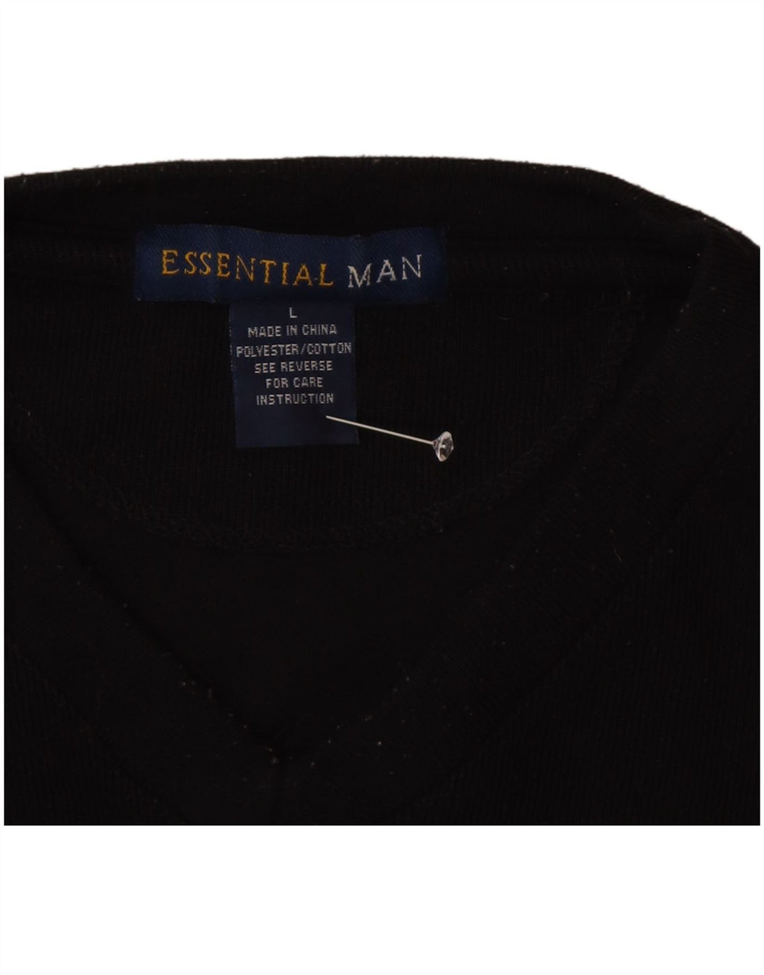 Essential Herren-Top, langärmelig, groß, aus schwarzem Polyester