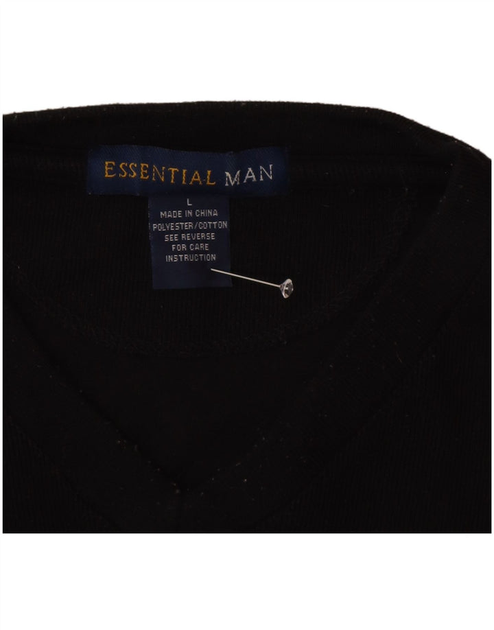 Essential Herren-Top, langärmelig, groß, aus schwarzem Polyester