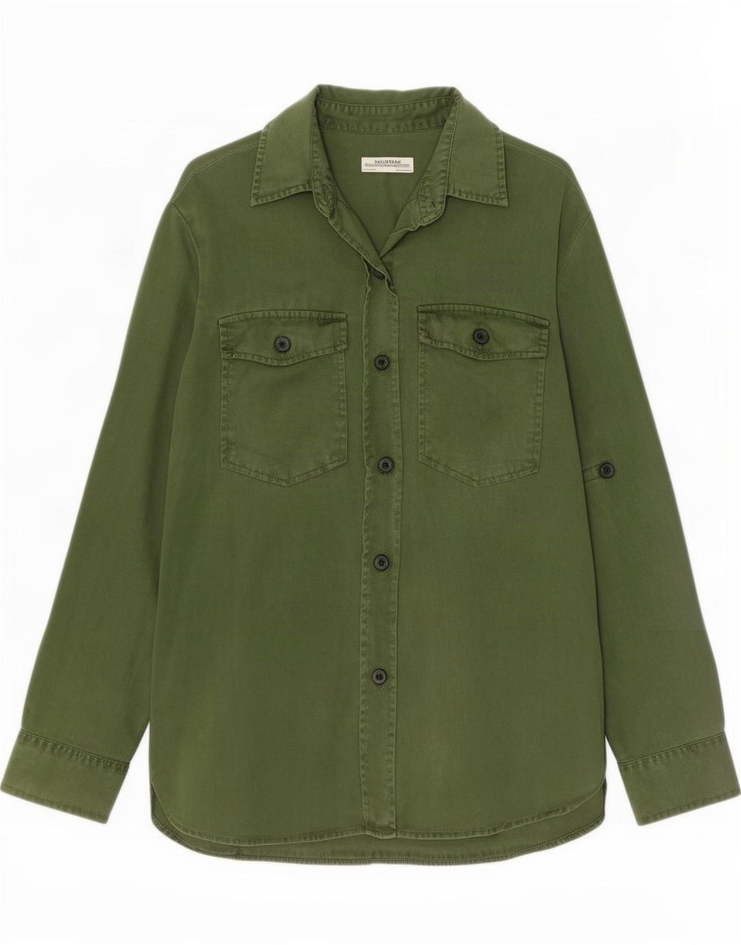 Zara Damen Jeanshemd UK 14 Mittelgrünes Lyocell