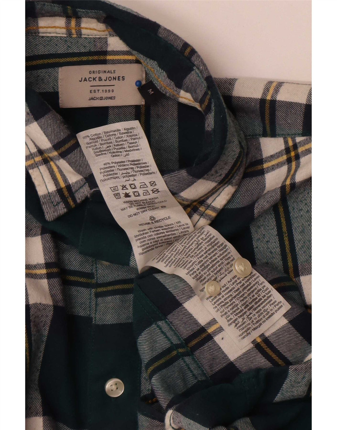Jack & Jones Herren-Flanellhemd aus mittelgrüner, karierter Baumwolle