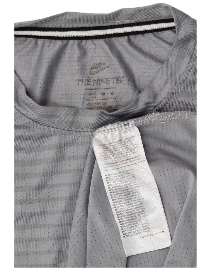 Nike Herren Athletic Cut T-Shirt-Oberteil aus mittelgrauem Nadelstreifen-Polyester