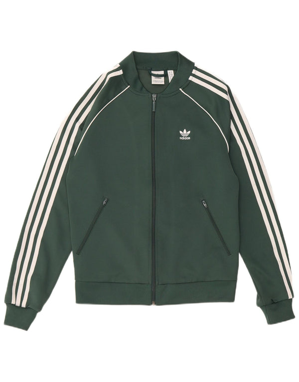 Adidas Damen-Trainingsanzug mit normaler Passform, Top-Jacke, Gr. 10, klein, grün, Polyester