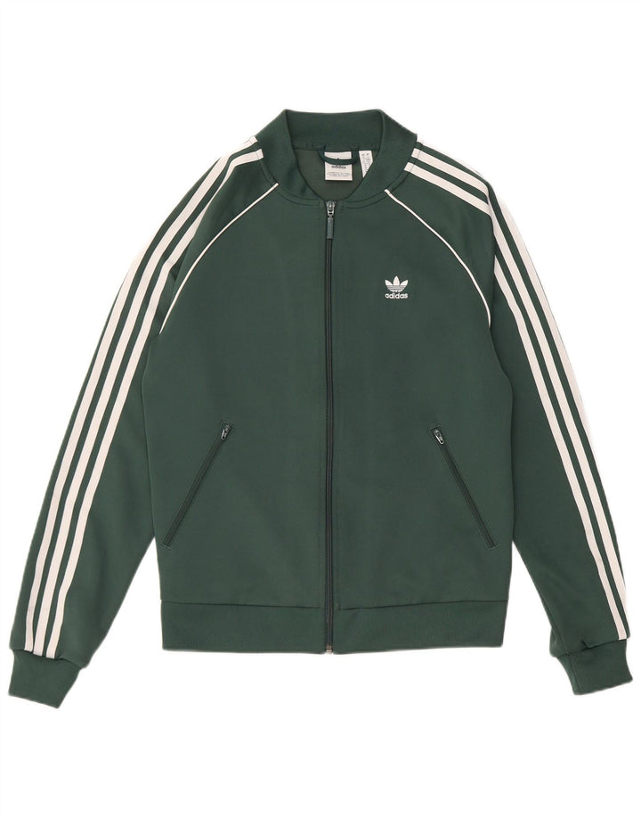 Adidas Damen-Trainingsanzug mit normaler Passform, Top-Jacke, Gr. 10, klein, grün, Polyester