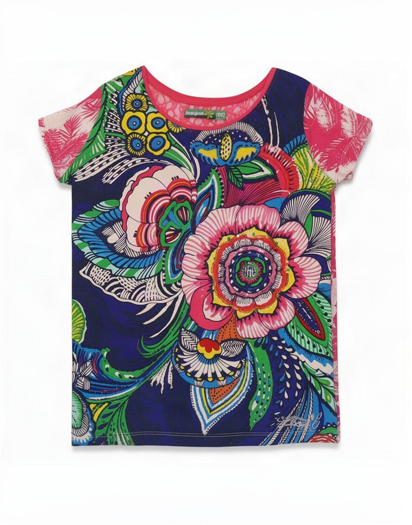Desigual Grafik-T-Shirt für Mädchen, 11–12 Jahre, mehrfarbig, Blumenmuster
