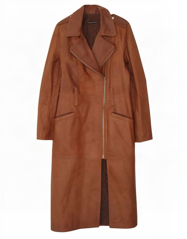 Vintage Damen Ledermantel IT 44 Mittelbraun