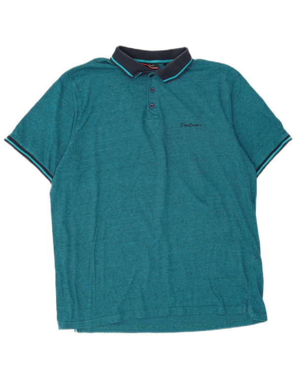 Pierre Cardin Herren-Poloshirt mit normaler Passform, 3XL, blaue Farbblock-Baumwolle