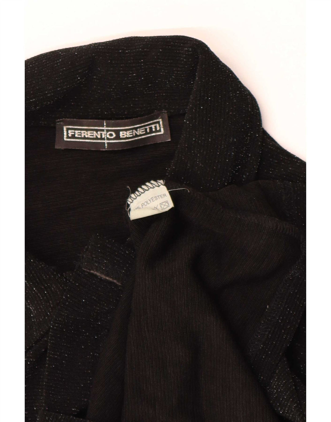 Vintage Damen Hemdbluse UK 8 Small Schwarz Polyester