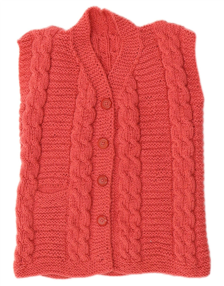 VINTAGE Womens Sleeveless Cardigan Sweater UK 8 Small Red