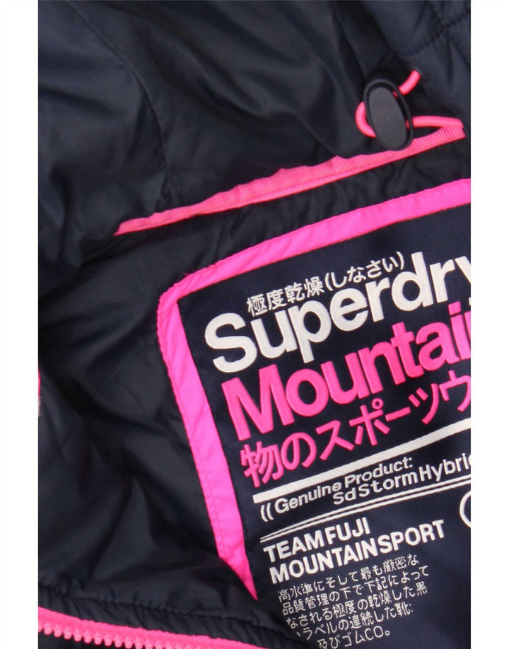Superdry Wattierte Damenjacke mit Kapuze, UK 8, Größe S, Marineblau gesprenkeltes Polyester