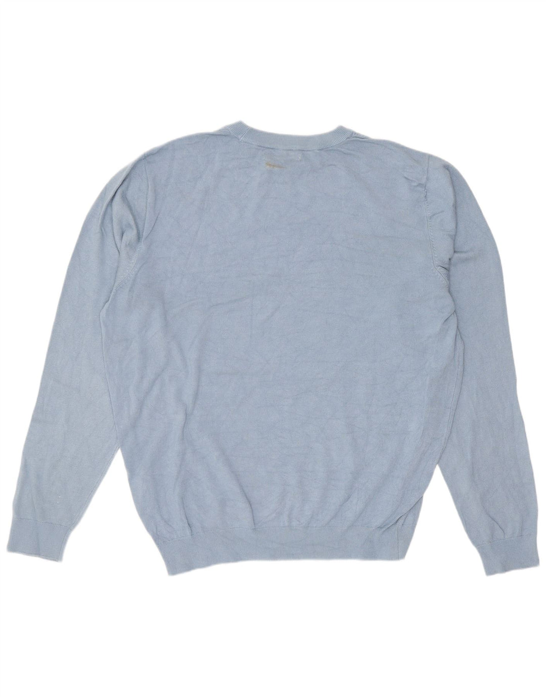 Zara Herren-Pullover mit Rundhalsausschnitt, groß, blaue Viskose